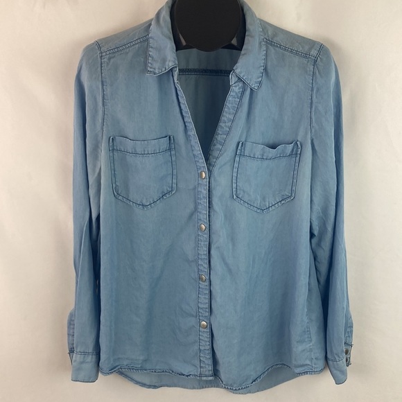 Maison Jules Tops - LYOCELL Denim Snap-up Top